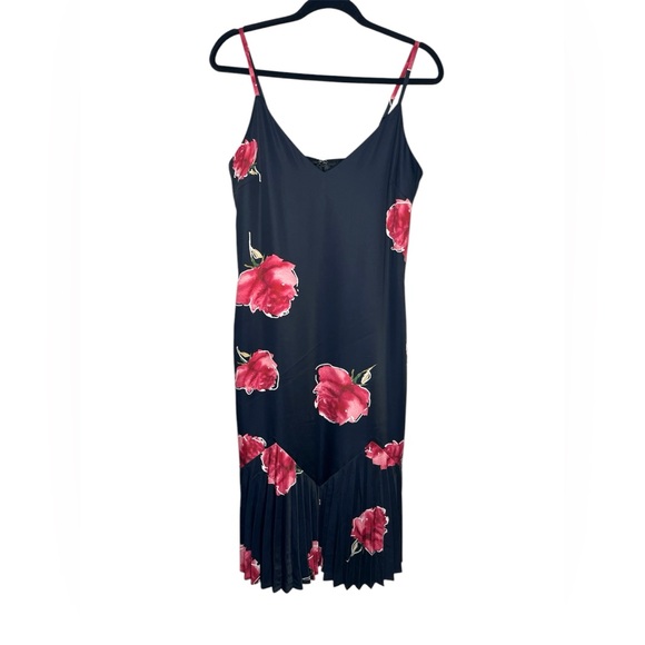 Anthropologie Adelyn Rae Sleeveless V-Neck Pleated Slip Midi Dress - Picture 4 of 10
